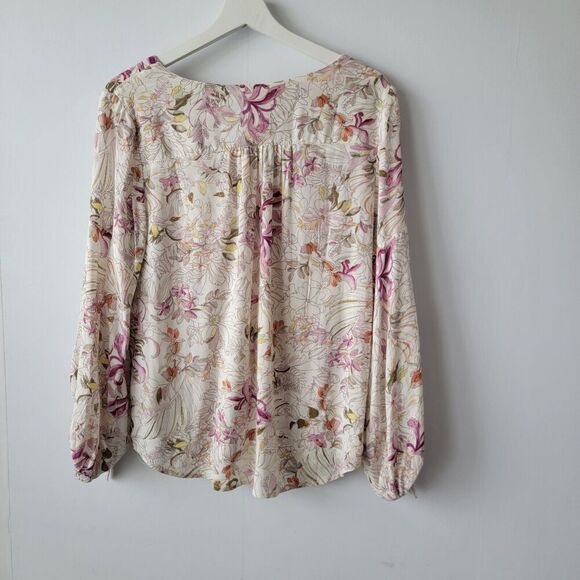 Maeve by Anthropologie Floral Pernille Drape Tie Sleeve Blouse size XS - Picture 2 of 8